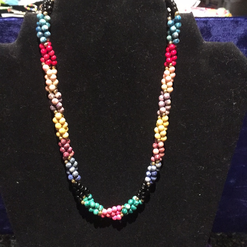 Multi colored mid length necklace.